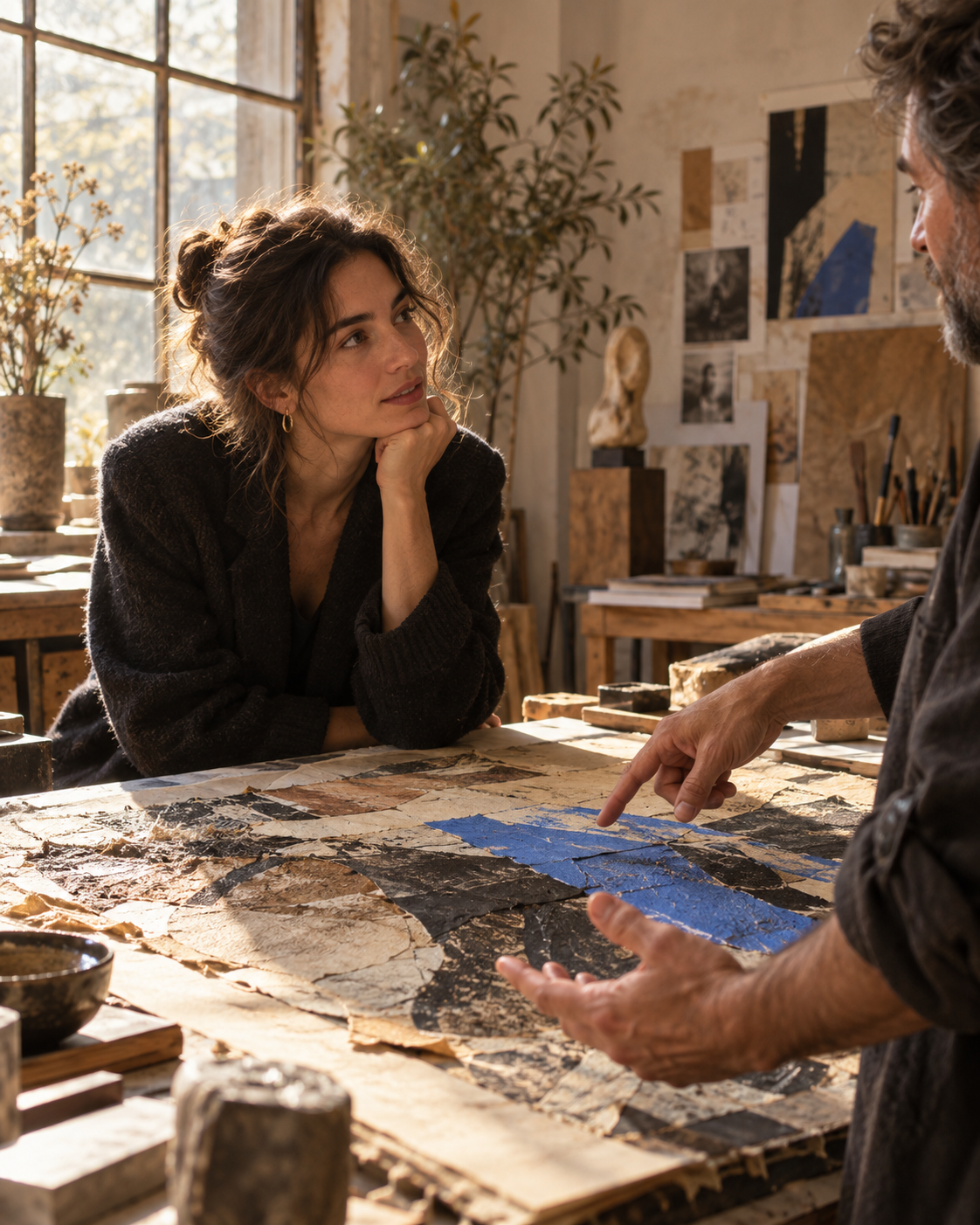 Illustrative scene of encountering art and asking questions